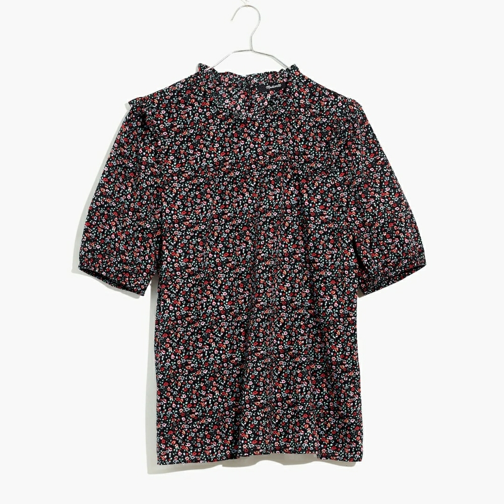 MADEWELL Women's Puff Sleeve Ruffle Fieldwalk Floral Top